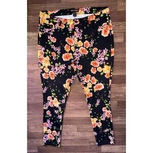 Like an Angel Floral Print Pants Casual Stretch Trousers‎ Black 2X